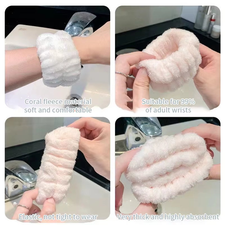 Ensemble De Bracelets De Lavage Du Visage, 3 Pièces, Soins De La Peau, Spa, Absorption D'Eau, Pour Femmes Et Filles, Accessoires De Salle De Bains