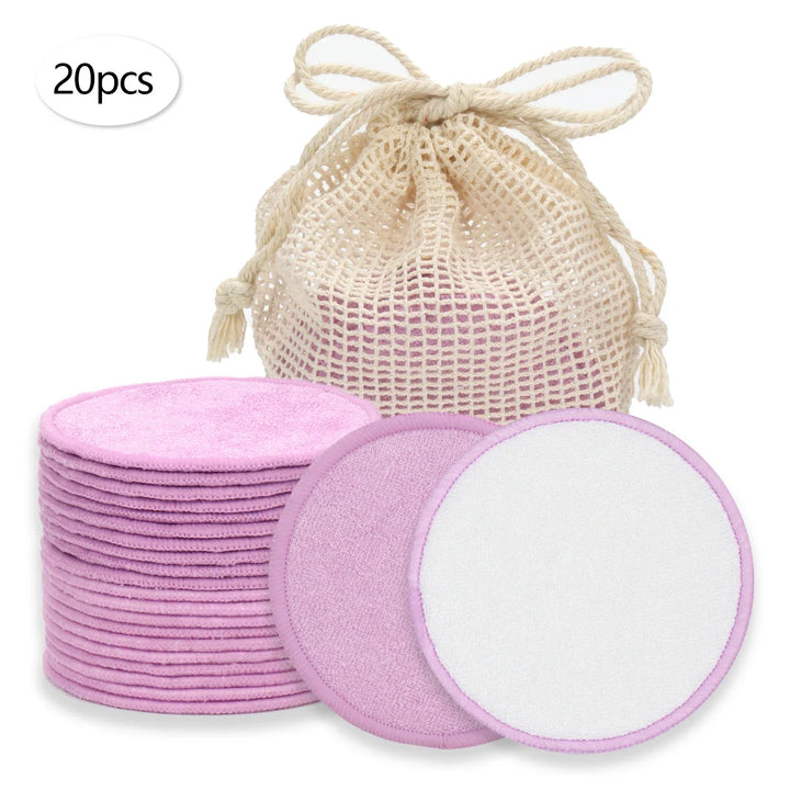 Disques démaquillants réutilisables — lot de 20 avec filet