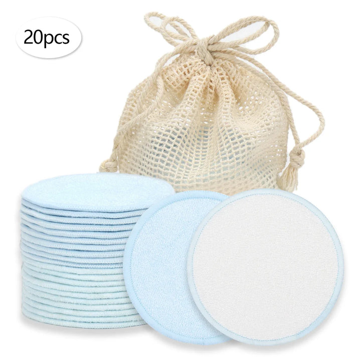 Disques démaquillants réutilisables — lot de 20 avec filet