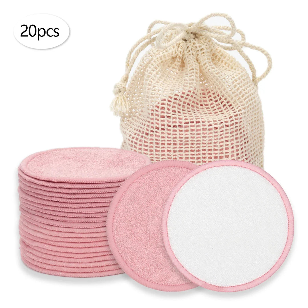 Disques démaquillants réutilisables — lot de 20 avec filet
