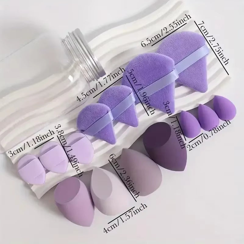 Houppettes violettes et dimensions des différents formats