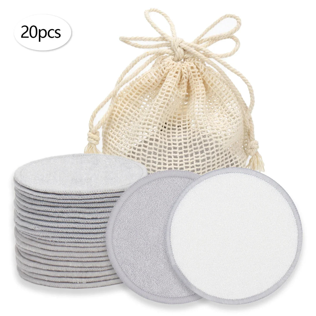 Disques démaquillants réutilisables — lot de 20 avec filet