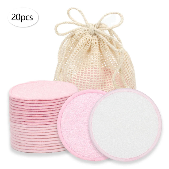 Disques démaquillants réutilisables — lot de 20 avec filet