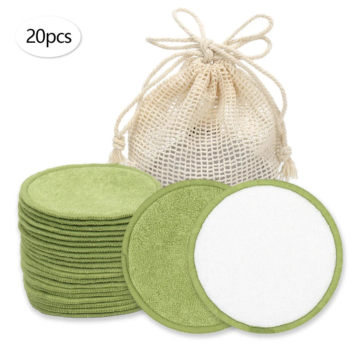 Disques démaquillants réutilisables — lot de 20 avec filet