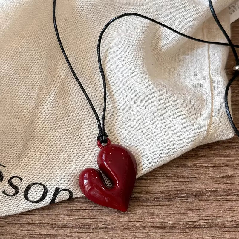 Collier Pendentif Coeur Rouge Vintage Années 80 Esthétique Amour Inspiré Tour De Cou Nouvelle Mode Romantique Coeur Collier Pour Les Femmes