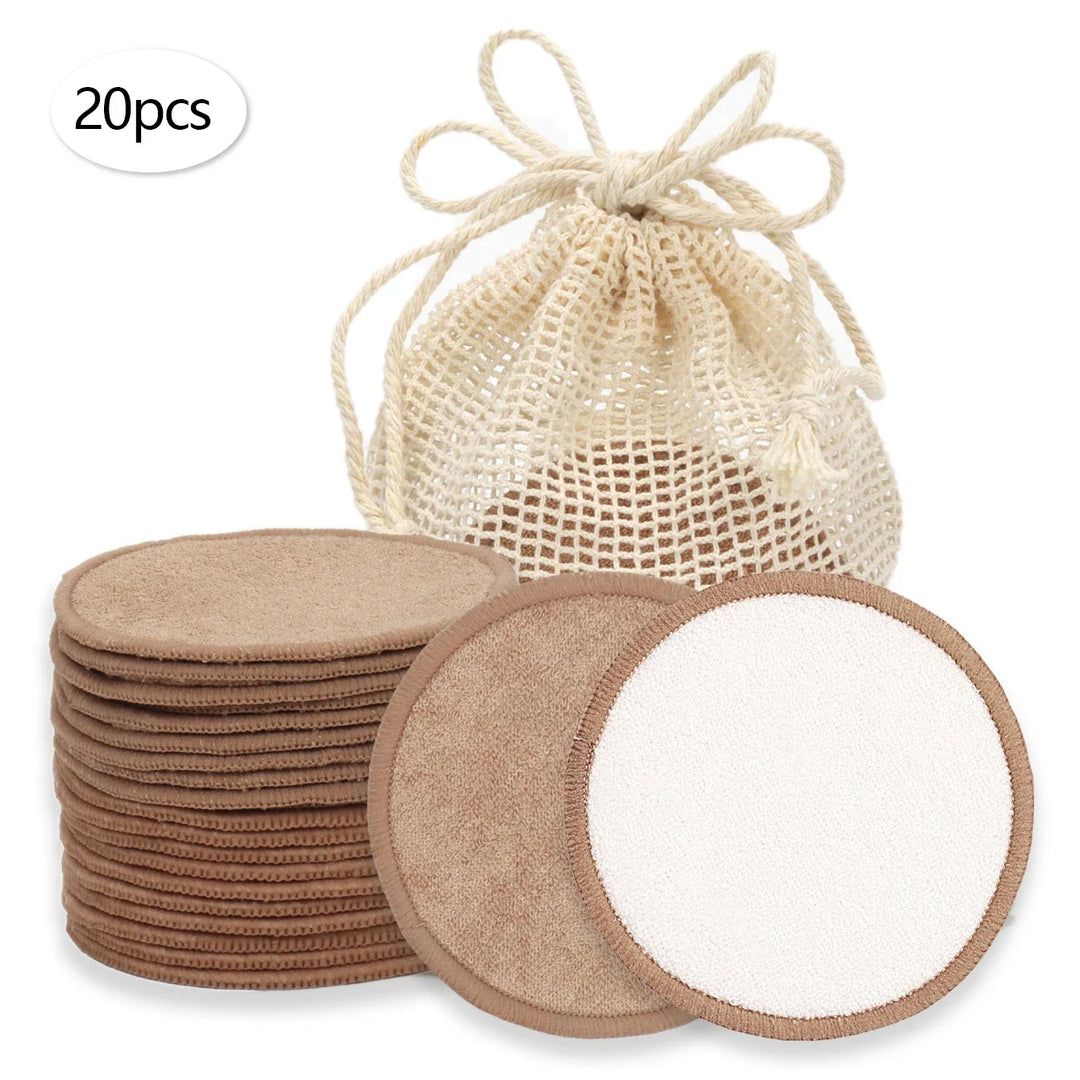 Disques démaquillants réutilisables — lot de 20 avec filet
