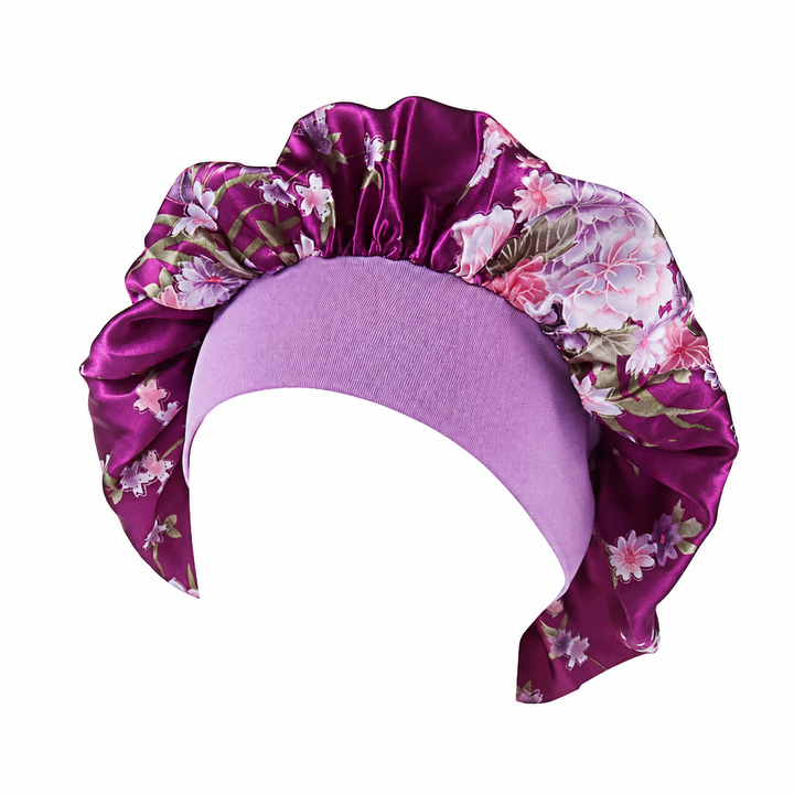 SatinSleep violet à motifs floraux, avec large bande élastique